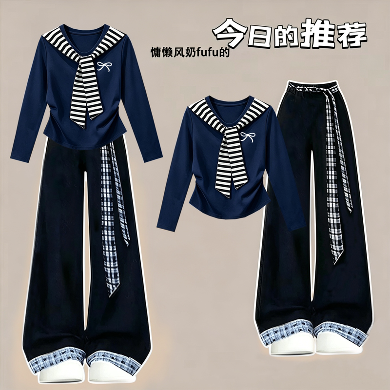 Girls' Autumn Outfit Set 2026 New Casual Pure Cotton Clothes for Young Girls, Middle School Students' Autumn Sports Two-Piece Set