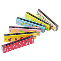 Childrens Cartoon Wooden Harmonica Early Education Instrument Mini Intellectual Playing Toy Beginner Small Mouth Organ
