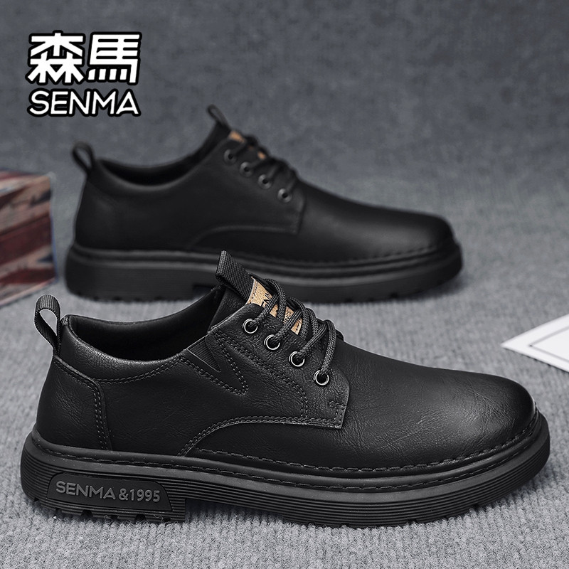 Мужская обувь Semir; новинка 2026 года; зимняя деловая официальная одежда; повседневная кожаная обувь в стиле ретро; черные ботинки Martin с низким берцем в британском стиле