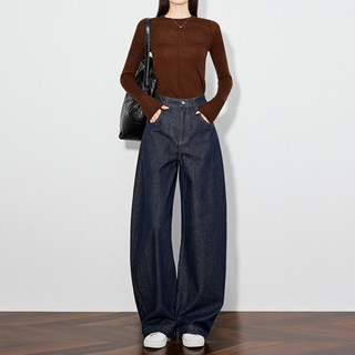 FAESSLIN秋冬镰刀牛仔裤加绒防掉色茧型阔腿宽松显瘦高个子香蕉裤