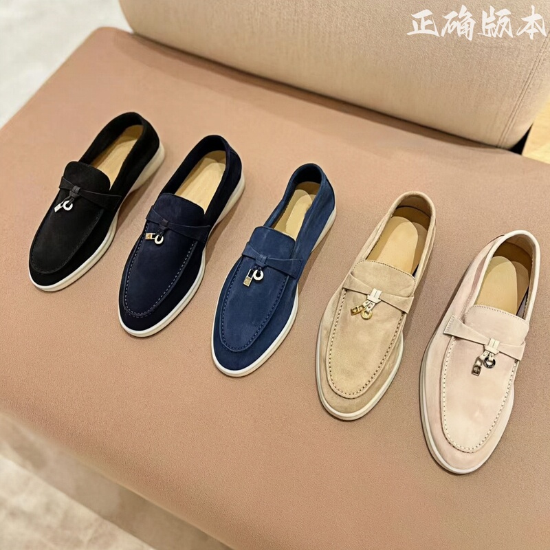 【Top-Tier Version!】New Lp Loafers Slip-On Shoes in Old Money Style with Flat Sole and Metal Buckle for Men and Women