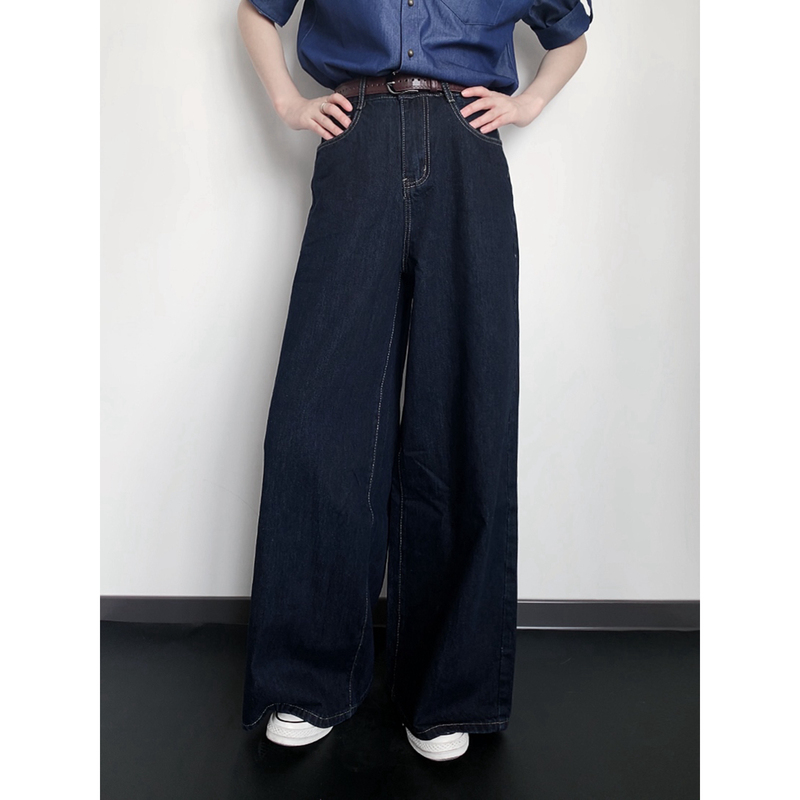 Lncr Japanese Retro Raw Denim Straight-Leg Jeans for Men and Women, 2026 Spring Slim-Fit Casual Floor-Length Wide-Leg Pants