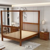 Canopy bed Chinese style old-fashioned double four-poster bed solid wood Southeast Asian style classical bed and breakfast retro wedding bed