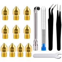 19pcs 3D printing nozzle cleaning kit 10 MK8 brass nozzles with wrench tweezers nozzle cleaning needle