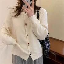 Early autumn Korean style sweater womens loose coat design 2024 autumn small fragrance round neck outer sweater