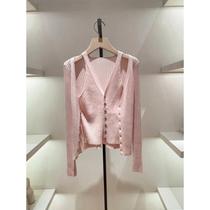 Early autumn womens ladylike design knitted cardigan with thin unique and chic small top suspender for winter