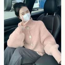 Early autumn new womens clothing 2024 European Korean style chic jacket high-end small fragrance style lace edge knitted sweater