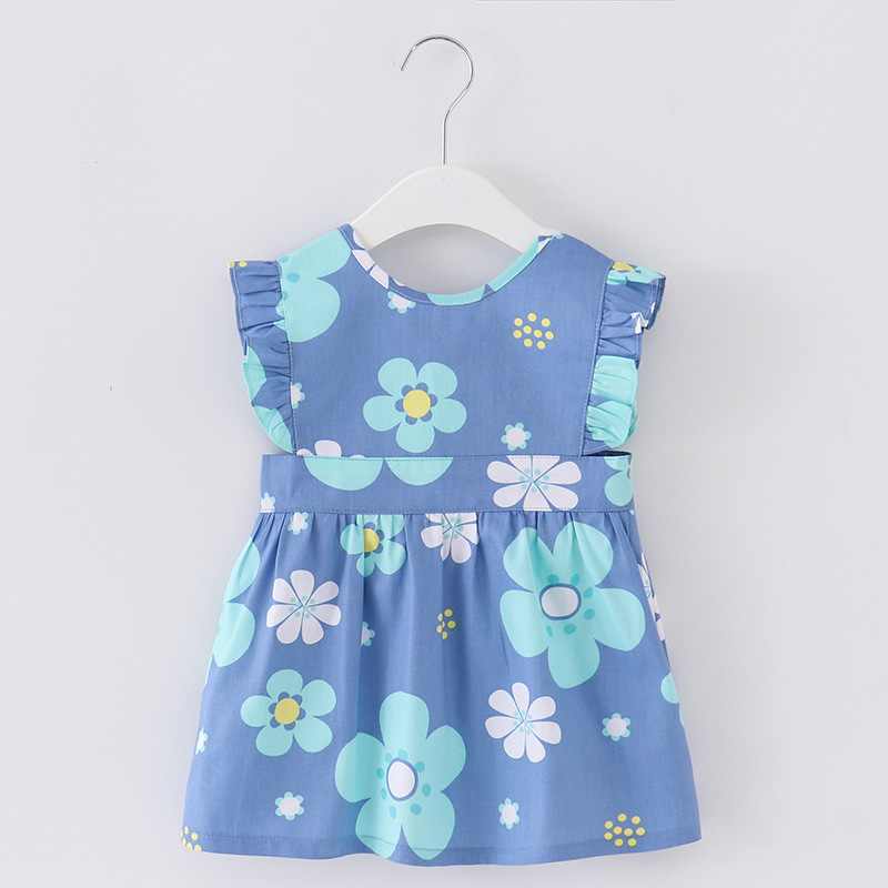 Children's thin waterproof apron girl princess dress anti-dirty cotton coverall baby eating sleeveless bib princess style