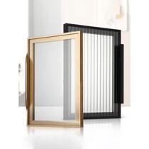 Glass cabinet door minimalist light luxury narrow side cabinet showcase wardrobe door customized with handle aluminum alloy frame door installation