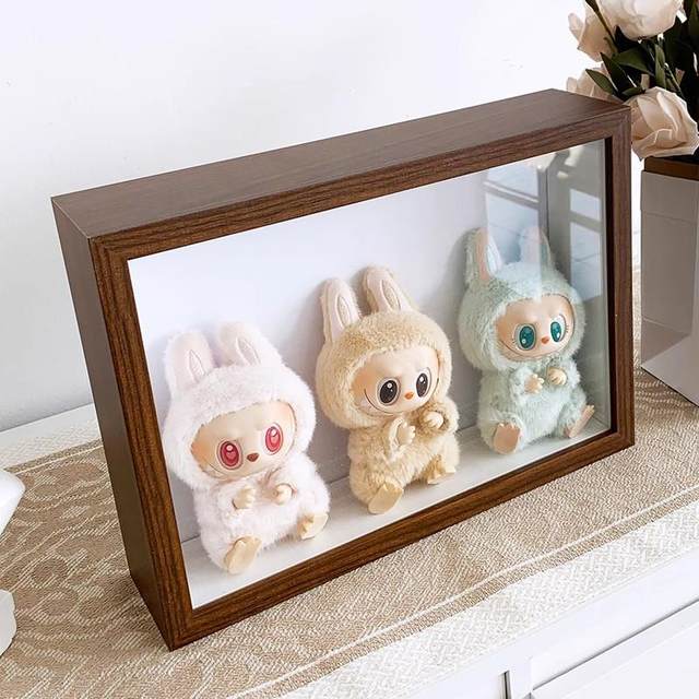 Labubu heart-warming macaron sitting at party Coca-Cola blind box scene display box storage photo frame