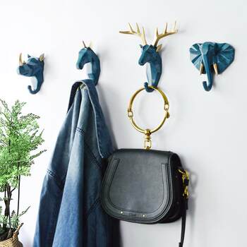 Clothes hook wall hanger entrance door key storage rack hanger entrance door decoration deer head hook without hole punching