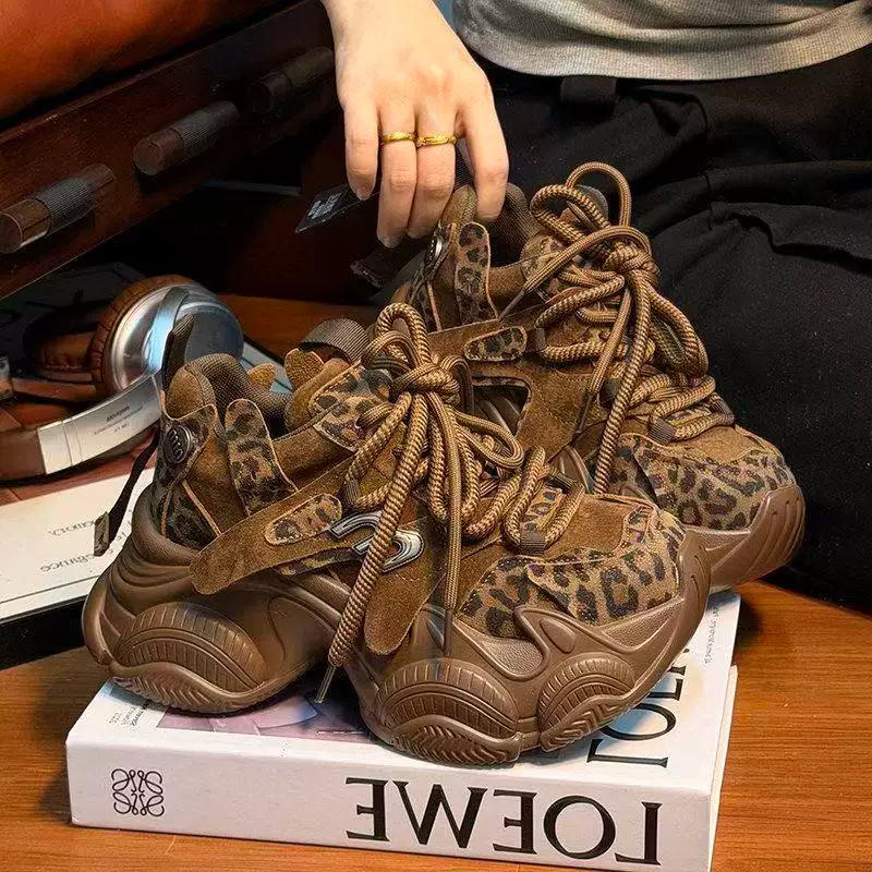 Leopard Print Retro Thick-Soled Dad Shoes for Women 2026 Autumn and Winter Height-Increasing Versatile Casual Sneakers for Petite Women Breathable Trendy Leopard Print Retro Thick-Soled Dad Shoes for Women 2026 Autumn and Winter Height-Increasing Versatile Casual Sneakers for Petite Women Breathable Trendy