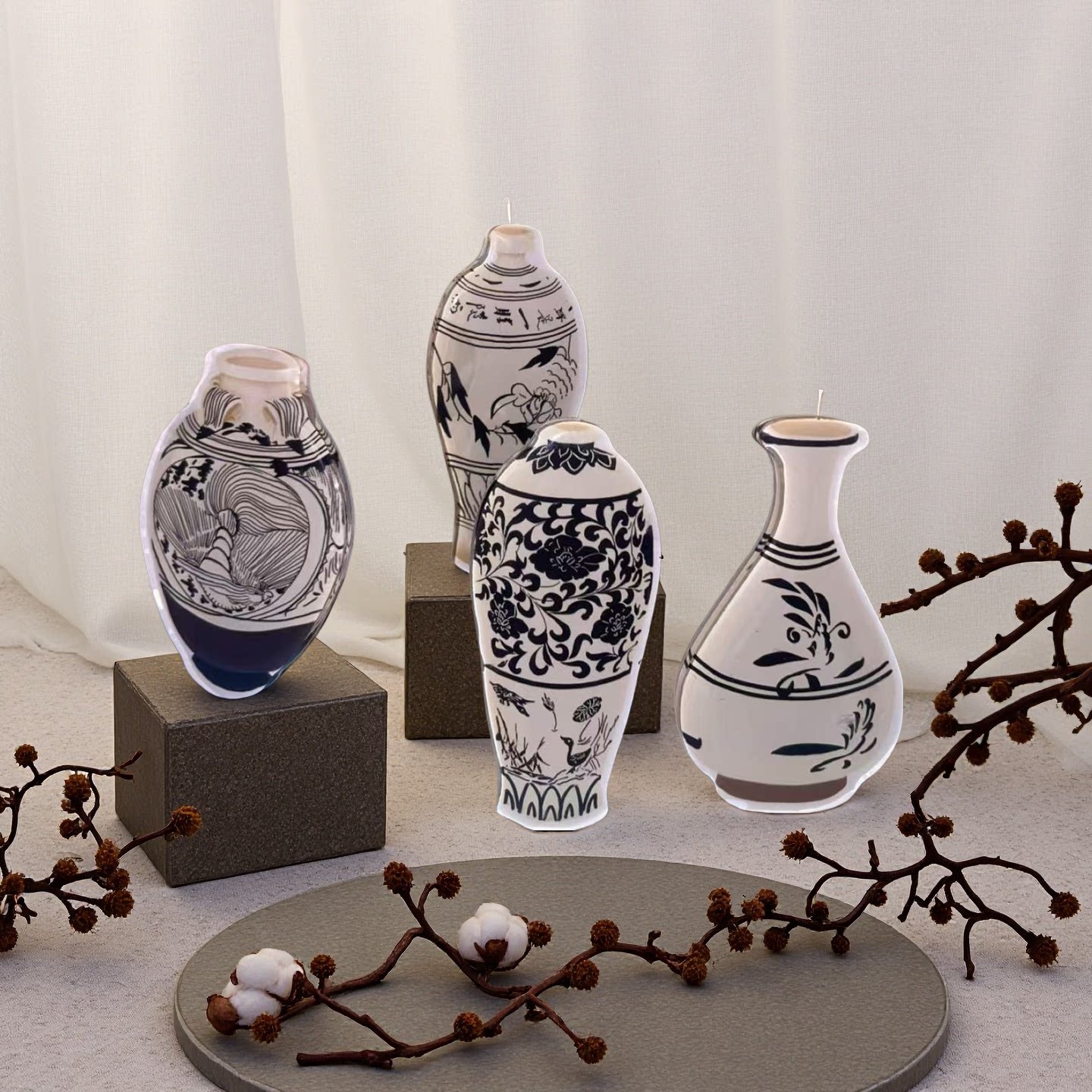 唐物 磁器 宋代 磁州窯 花卉紋梅瓶 唐磁 古陶磁器 時代物 極細