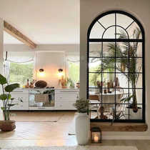 French retro iron casement window restaurant cafe arched floor-to-ceiling window study loft lighting window glass window