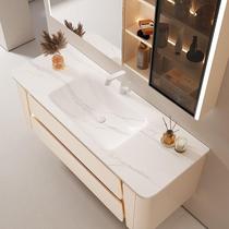 New slate hot-bent integrated basin bathroom cabinet combination bathroom washbasin cabinet solid wood painted rounded corners