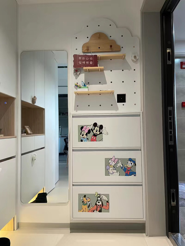 Mickey and Minnie Cartoon Stickers Shoe Cabinet Decoration Stickers Bedroom Living Room Dormitory Wall Stickers Waterproof Concealer Beautification Self-Adhesive