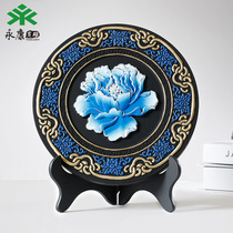 Creative Yongkang activated carbon carving crafts flower blooming wealth disc red peony travel commemorative personalized Luoyang peony
