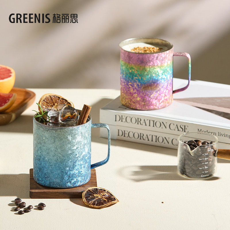 Двухслойная кружка GREENIS из чистого титана, кофейная чашка, чашка для пары, чашка для воды, высококачественная подарочная коробка, легкий роскошный подарок для людей