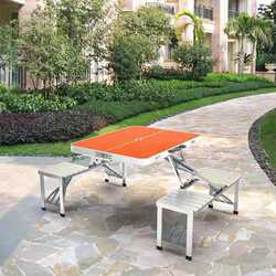 Outdoor Folding Tables and Chairs, Portable One Table and Four Chairs, Stall Table, Aluminum Alloy Integrated Picnic Table, Street Vending Table and Chairs