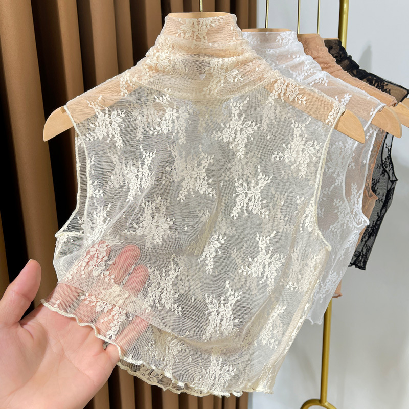 Autumn and Winter Piles of Turtleneck Lace Bottoming Shirt for Women, Thin Mesh Fake Collar, Versatile Fake Collar Sweater for Women, Layered Inner Wear