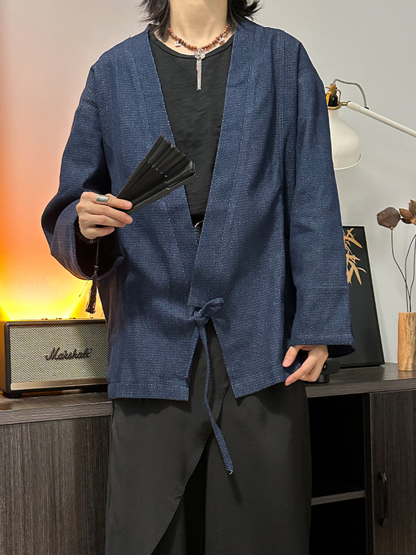 Gravity New Chinese Style Japanese Retro Kimono-Inspired Ribbon Denim Jacket Unisex Jacket