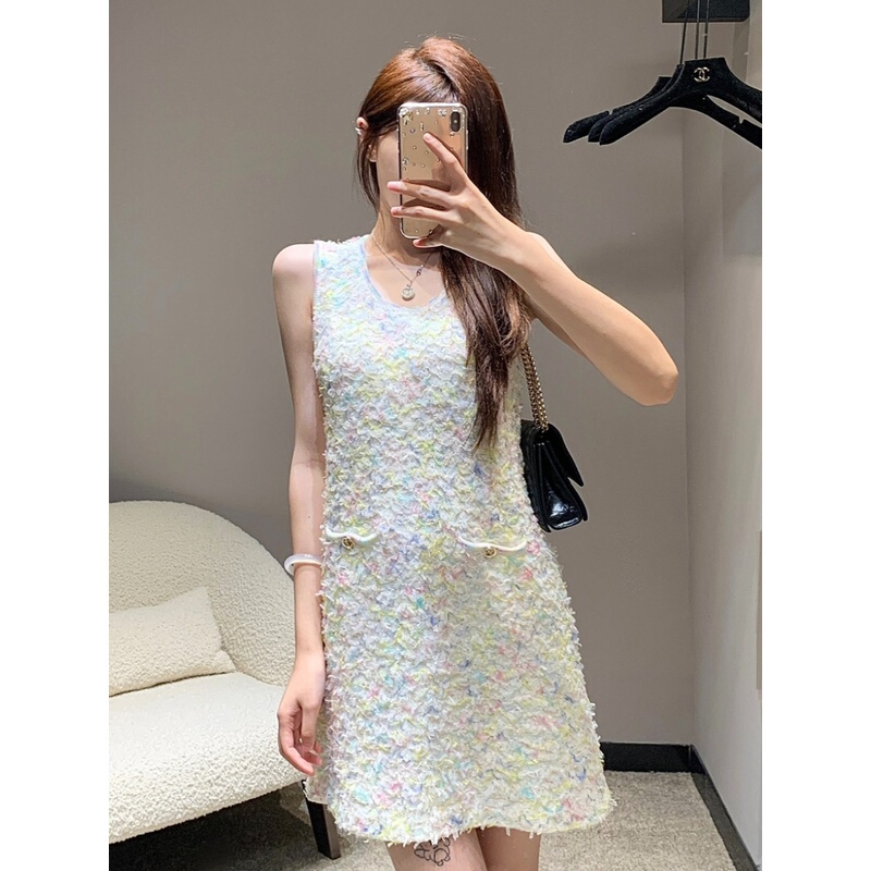 Ma Xiaomei's Same Style Jacquard Colorful Thread Sequin Petite Dress 2024 Xia Xin Xiaoxiang Style Vest Skirt for Women Ma Xiaomei's Same Style Jacquard Colorful Thread Sequin Petite Dress 2024 Xia Xin Xiaoxiang Style Vest Skirt for Women