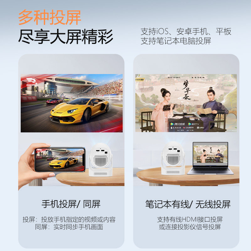 Magcubic Hy300X Projector Home Ultra-High-Definition Portable Daytime Direct Projection Mobile Phone Screen Projection Dormitory Bedroom Small Wireless Projector 2025 New Model