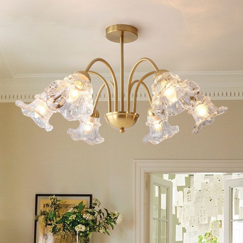 German American Country-Style Retro French Glass Chandelier for Living Room, Bedroom, Dining Room, European-Style Vintage Pastoral Chandelier