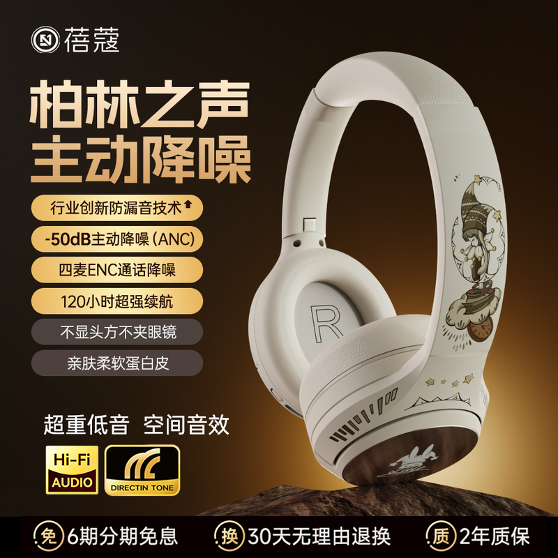 Beiko Active Noise-Cancelling Bluetooth Headphones, Over-Ear Wireless Music Gaming Headphones, Children's Gift, Learning, Sound Isolation, High Appearance Value