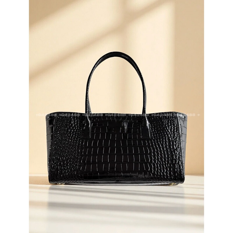 Pure Original! 2026S Crocodile Pattern Cerf Tote Bag Cowhide Shopping Bag