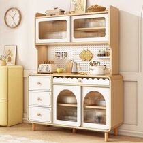 Log cream style French tall sideboard against the wall integrated kitchen living room wine cabinet storage sliding door storage rack