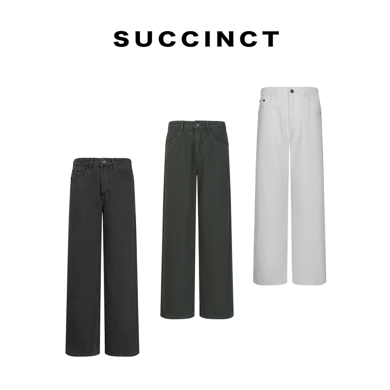 Succinct 360g Ah Su Te Dyed Pure Cotton Slim-Fit Straight-Leg Jeans, Slimming Autumn and Winter Long Pants