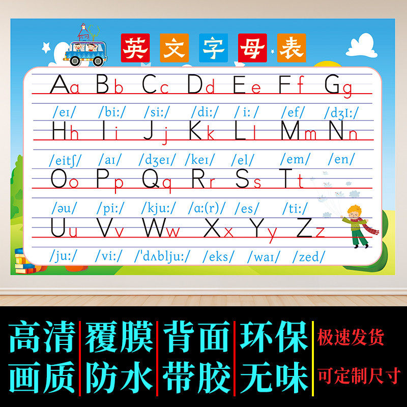 英语26个英文字母表挂图书写顺序墙贴挂画ABC启蒙早教大小写海报