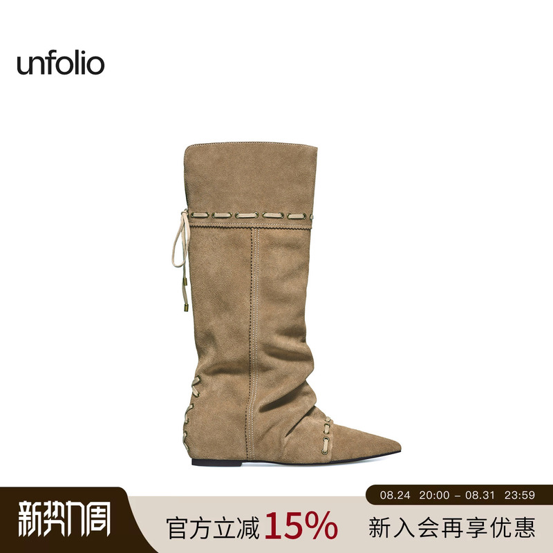 【Celebrity Style】Unfolio Nomadic Style Knee-High Boots, Foldable and Wearable in Two Ways, Pointed Toe, Ruched Stacked Boots 【Celebrity Style】Unfolio Nomadic Style Knee-High Boots, Foldable and Wearable in Two Ways, Pointed Toe, Ruched Stacked Boots