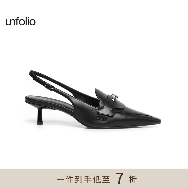 Unfolio Pointed Toe Kitten Heel Sandals with Metal Buckle Ankle Strap High Heels Backless Mules for Women Unfolio Pointed Toe Kitten Heel Sandals with Metal Buckle Ankle Strap High Heels Backless Mules for Women