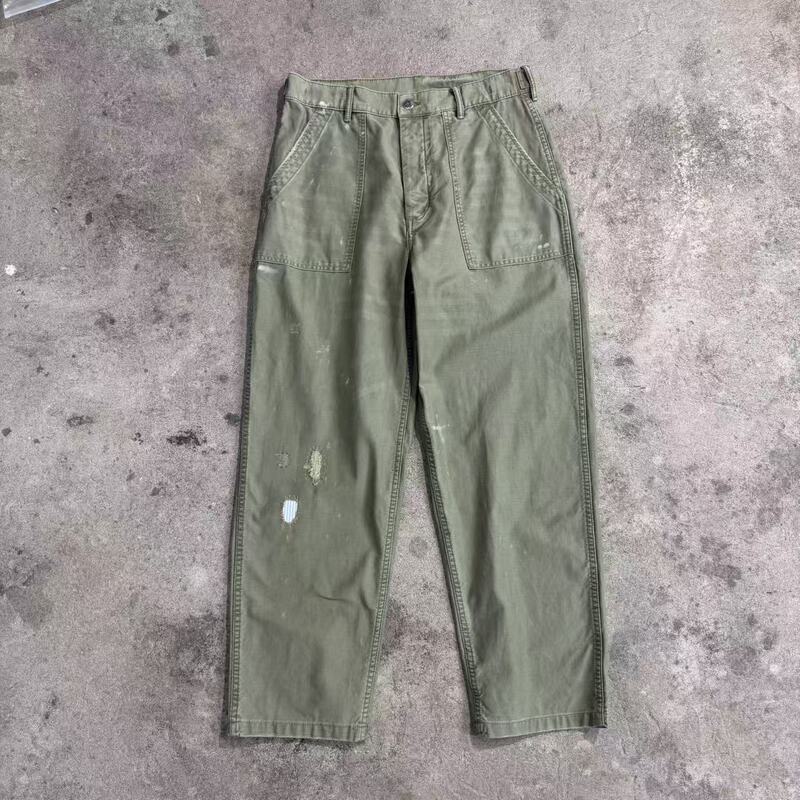Vintage Out-Of-Print Stock~ American Classic Splatter-Dyed Distressed Patchwork Wrinkled Og107 Officer Straight-Leg Casual Pants