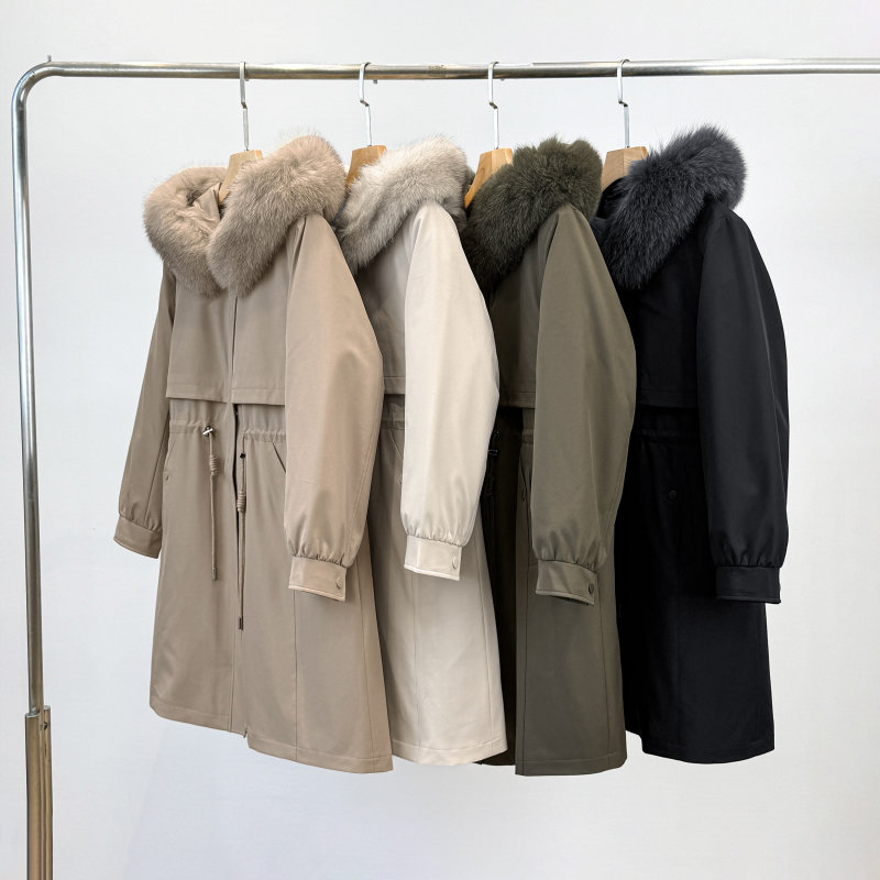 Aigobao 2026 New Women's Light Luxury Hooded Fur Collar Zipper Long Parka Aigobao 2026 New Women's Light Luxury Hooded Fur Collar Zipper Long Parka