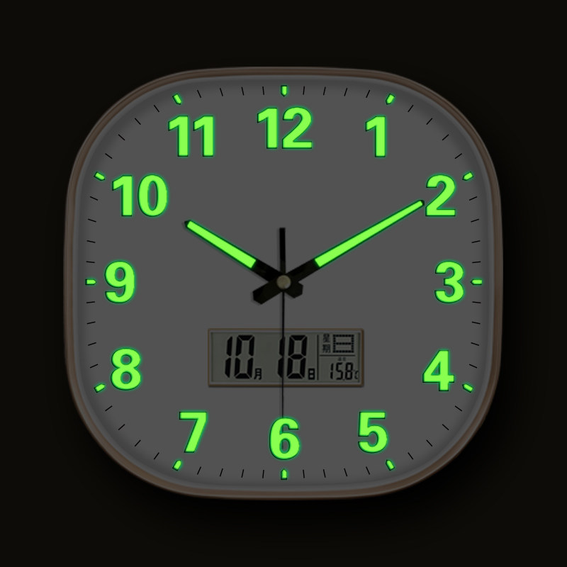 Modern Minimalist Luminous Living Room Wall Clock, Bedroom Stylish Clock, Creative Home Personalized Radio-Controlled Clock, Quartz Clock