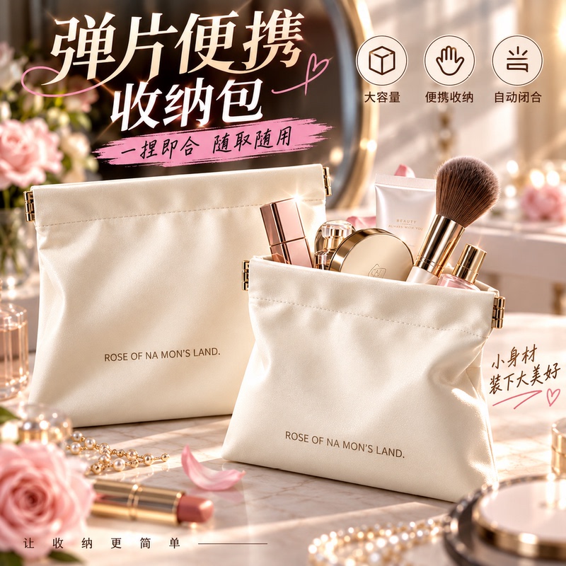 Automatic Closing Portable Lipstick Makeup Bag, Small Mini Wired Earphone Carry Bag, Digital Bag, Data Cable Storage Bag Automatic Closing Portable Lipstick Makeup Bag, Small Mini Wired Earphone Carry Bag, Digital Bag, Data Cable Storage Bag