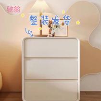 1W3 light luxury solid wood minimalist bedside table home bedroom leather soft bag storage locker floor-standing installation-free bed