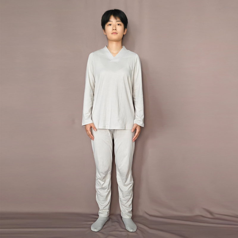 Guyiyuan Men's and Women's Long and Short Sleeve Thin Autumn Clothing Set, Loose-Fitting Pure Cotton Chinese-Style Inner Wear Base Layer