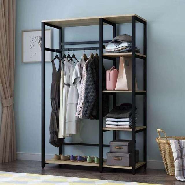 Clothes rack floor-standing vertical clothes hanger open wardrobe simple storage clothes hanger multi-layer iron storage rack