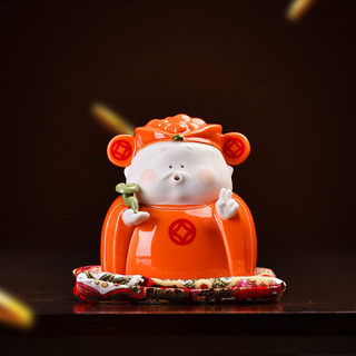 陶瓷工艺品创意小财神摆件家居桌面生日礼物礼品车载中控台装饰品