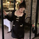 Hollinu Collar Black Waist Slimming Look Long-Sleeved Dress Women's Spring & Fall 2025 New High-End Elegant Skirt