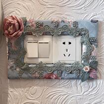 Double switch fabric lace protective cover living room bedroom European home socket decoration wall sticker light luxury border