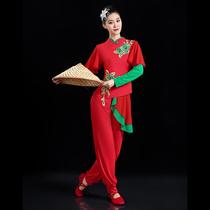 New style Yangko clothing long-sleeved drumming clothing waist drum team performance clothing womens square dance clothing set ethnic dance performance clothing