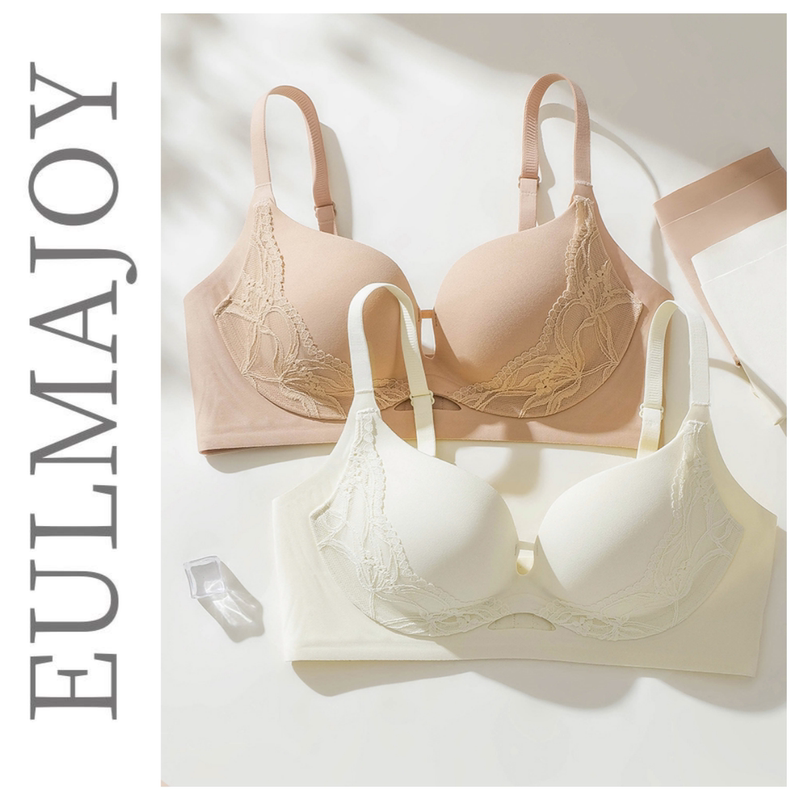 【Zhuzhu & Emma Jiao】51 Seamless Cup Lace Patchwork Invisible Foundation Lingerie for Women