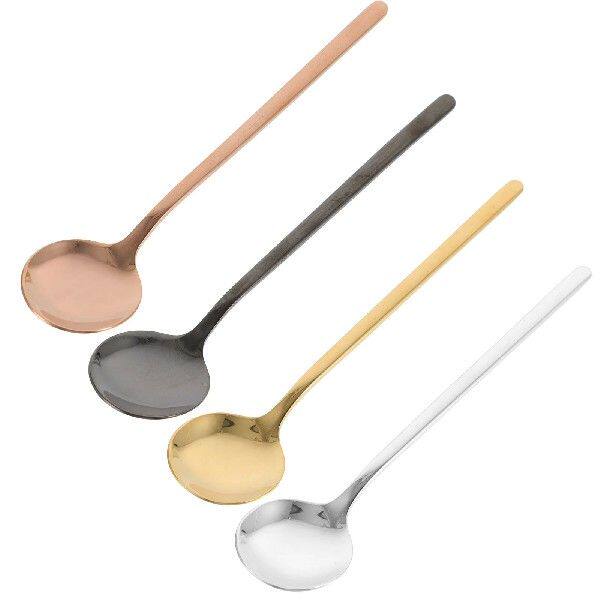 Small Rounded Spoon 4 Pcs Stainless Steel Small Round Spoon Spoons Cake Coffee