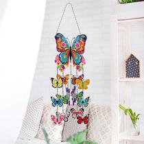 DIY diamond painting wind chime pendant butterfly flower sticker diamond embroidery three-dimensional hanging decoration door and window hanging painting acrylic decorative painting