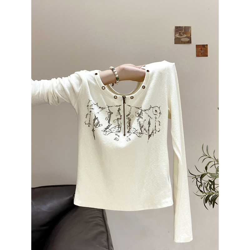 Retro Half-Zip U-Neck Long-Sleeved T-Shirt for Women, Early Autumn New Style, Slim Fit, Slimming Bottoming Shirt, Sexy Short Style Inner Top Retro Half-Zip U-Neck Long-Sleeved T-Shirt for Women, Early Autumn New Style, Slim Fit, Slimming Bottoming Shirt, Sexy Short Style Inner Top